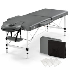 Zenses Massage Table 55cm Portable 2 Fold Aluminium Beauty Bed Grey