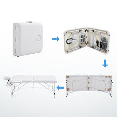 Zenses Massage Table 75cm Portable 2 Fold Aluminium Beauty Bed White