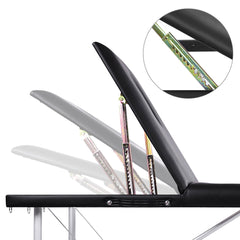 Zenses Massage Table 60cm Portable 3 Fold Aluminium Beauty Bed Black