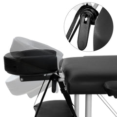 Zenses Massage Table 75cm Portable 3 Fold Aluminium Beauty Bed Black
