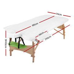 Zenses Massage Table 70cm Portable 3 Fold Wooden Beauty Bed Green