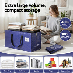 Artiss Moving Bags Heavy Duty Waterproof Backpack Straps Large Storage Totes 5 Pack Blue