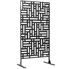 Metal Privacy Screen Freestanding Rust-Proof Iron Room Divider with Stand for Indoor Outdoor Patio Balcony Decorative 3-Panel Privacy Fence 90x180 Black