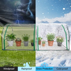 Mini Greenhouse Portable Clear Tunnel Grow House with PVC Cover and Roll-Up Zippered Door Protective Shed for Garden Backyard Vegetables Plants 2x1x0.8m
