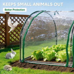 Mini Greenhouse Portable Clear Tunnel Grow House with PVC Cover and Roll-Up Zippered Door Protective Shed for Garden Backyard Vegetables Plants 2x1x0.8m