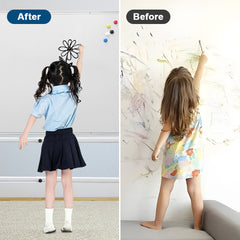 Double-Sided Mobile Whiteboard 140-180cm Height Adjustable Magnetic Whiteboard On Wheels Aluminium Frame with Eraser and Marker for Office Home Classroom