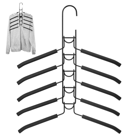 8 Sets Magic Clothes Hangers Detachable 5-in-1 Multilayer Carbon Steel Coat Hanger with Anti-Slip Foam Sleeves Space Saving for Wardrobe Closet Storage