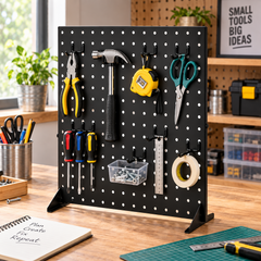 2 Pack Tabletop Pegboard Display Stand with 24 Hooks Black Metal Jewellery Organizer Retail Display Rack for Earrings Necklaces Crafts Accessories