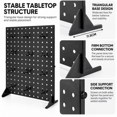 2 Pack Tabletop Pegboard Display Stand with 24 Hooks Black Metal Jewellery Organizer Retail Display Rack for Earrings Necklaces Crafts Accessories
