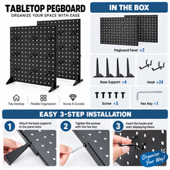 2 Pack Tabletop Pegboard Display Stand with 24 Hooks Black Metal Jewellery Organizer Retail Display Rack for Earrings Necklaces Crafts Accessories