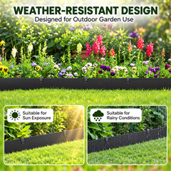 3x10m Landscape Edging Border Flexible Garden Rolls PE Insulating Belt 15cm Tall with 30 Stakes for Flower Beds Yard Paver Weather Resistant Divider Black