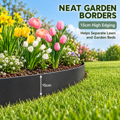 3x10m Landscape Edging Border Flexible Garden Rolls PE Insulating Belt 15cm Tall with 30 Stakes for Flower Beds Yard Paver Weather Resistant Divider Black