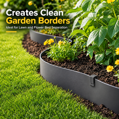 3x10m Landscape Edging Border Flexible Garden Rolls PE Insulating Belt 15cm Tall with 30 Stakes for Flower Beds Yard Paver Weather Resistant Divider Black