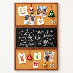 3 Panel Cork Board Magnetic Chalkboard Combo Wall Mounted Framed Notice Board Includes Push Pins for Photos Notes Memos Home Office And Classroom 60x90cm