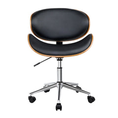 Artiss Wooden Office Chair Leather Seat Black
