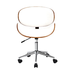Artiss Wooden Office Chair Leather Seat White