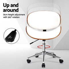 Artiss Wooden Office Chair Leather Seat White