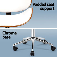 Artiss Wooden Office Chair Leather Seat White