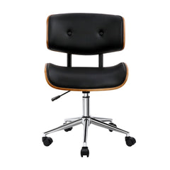 Artiss Wooden Office Chair PU Seat Black Brown