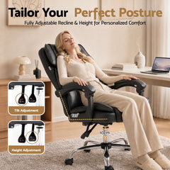 Artiss Executive Office Chair Leather Recliner Black