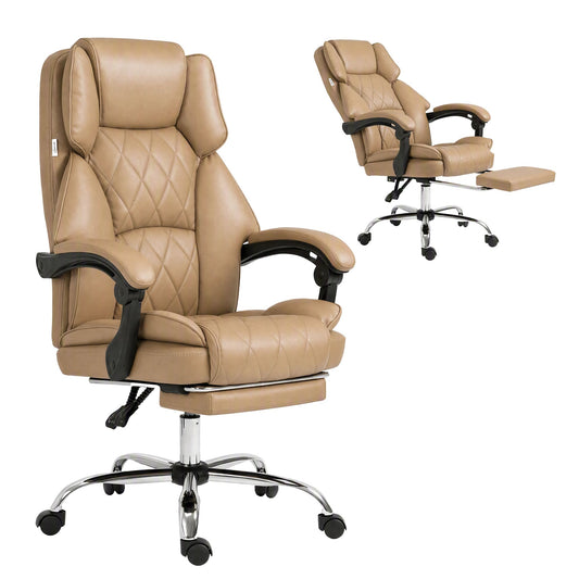 Artiss Executive Office Chair Leather Footrest Espresso