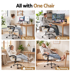 Artiss Executive Office Chair Leather Footrest White
