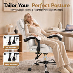 Artiss Executive Office Chair Leather Recliner White