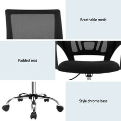Artiss Mesh Office Chair Mid Back Black