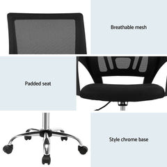 Artiss 2x Mesh Office Chair Mid Back Black