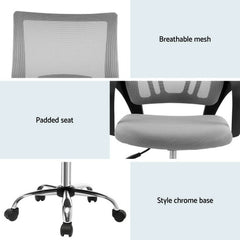 Artiss Mesh Office Chair Mid Back Grey