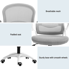 Artiss 2x Mesh Office Chair Computer Gaming Desk Chairs Work Study Mid Back Grey