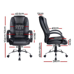 Artiss Executive Office Chair Leather Tilt Black