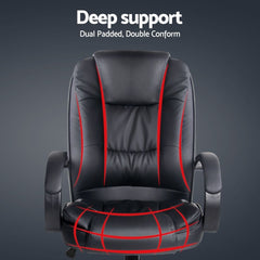 Artiss Executive Office Chair Leather Tilt Black