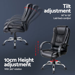 Artiss Executive Office Chair Leather Tilt Black