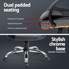 Artiss Executive Office Chair Leather Tilt Black