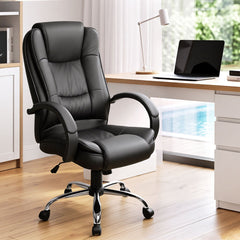 Artiss Executive Office Chair Leather Tilt Black