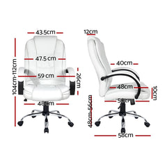 Artiss Executive Office Chair Leather Tilt White