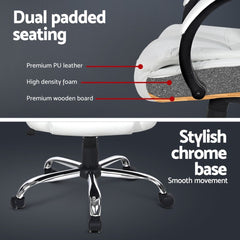 Artiss Executive Office Chair Leather Tilt White