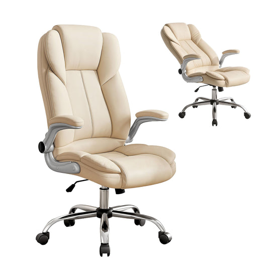 Artiss Executive Office Chair Leather Tilt Beige