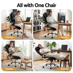 Artiss Executive Office Chair Leather Tilt Black