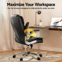 Artiss Executive Office Chair Leather Tilt Black