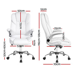 Artiss Executive Office Chair Leather Tilt White