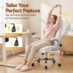 Artiss Executive Office Chair Leather Tilt White