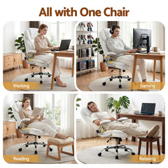 Artiss Executive Office Chair Leather Tilt White