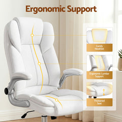 Artiss Executive Office Chair Leather Tilt White