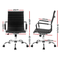Artiss Office Chair Conference Chairs PU Leather Mid Back Black