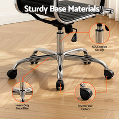 Artiss Office Chair Conference Chairs PU Leather Mid Back Black