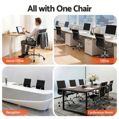 Artiss Office Chair Conference Chairs PU Leather Mid Back Black