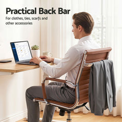 Artiss Office Chair Conference Chairs PU Leather Mid Back Brown