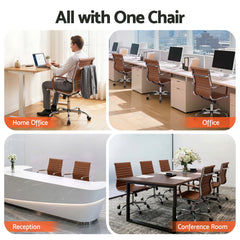 Artiss Office Chair Conference Chairs PU Leather Mid Back Brown